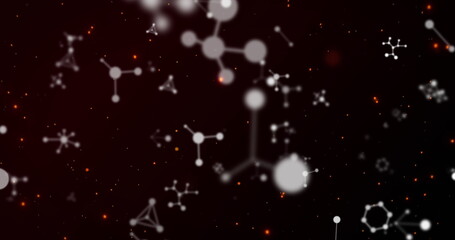 Wall Mural - image of molecules flying over particles in universe