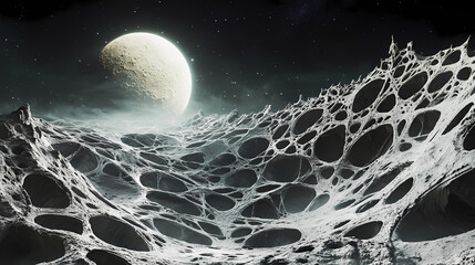 Wall Mural - jagged lines intersect and collide creating a web of fractured patterns across a lunar landscape acc