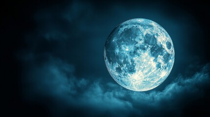 Wall Mural - a full moon in the night sky with clouds