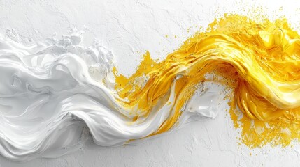 Wall Mural - a white and yellow liquid flowing out of a white wall