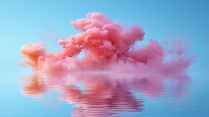 Wall Mural - a cloud of pink smoke floating on top of a body of water