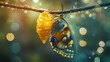 © Thiago - Chrysalis metamorphosis butterfly emergence stunning ai art. Golden Chrysalis. Illustration