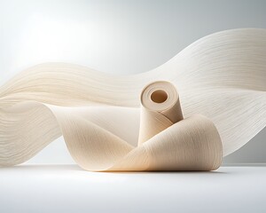 Poster - Elegant beige paper roll and flowing fabric