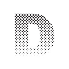 Aufkleber - uppercase letter D in halftone dot pattern, modern black and white typography design with fading effect, concept of graphic design, branding, typography art, digital print