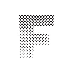 Aufkleber - uppercase letter F in halftone dot pattern, modern black and white typography design with fading effect, concept of graphic design, branding, typography art, digital print