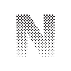 Aufkleber - uppercase letter N in halftone dot pattern, modern black and white typography design with fading effect, concept of graphic design, branding, typography art, digital print