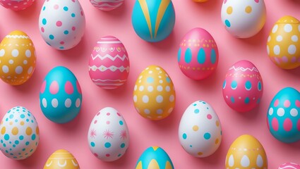 Wall Mural - easter egg seamless pattern on pink background
