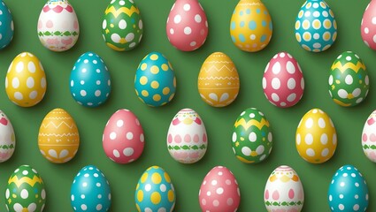 Wall Mural - easter egg seamless pattern on green background