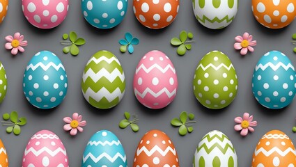 Wall Mural - easter egg seamless pattern on gray background