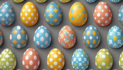 Wall Mural - easter egg seamless pattern on gray background