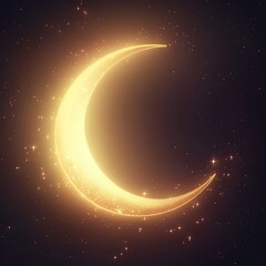 Poster - Glowing crescent moon stars night sky background