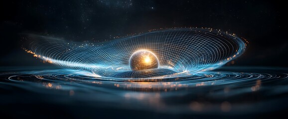 Poster - Glowing sphere energy network digital art