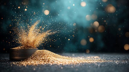 Poster - Gold glitter explosion dark background