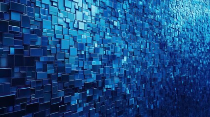Wall Mural - abstract blue pixel grid background. modern tech design. mosaic pattern. vivid blue tones gradient f
