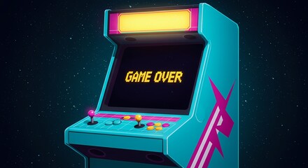 A digital illustration of a classic arcade machine with the text 