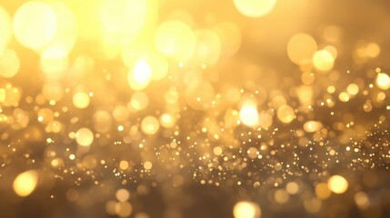 Aufkleber - Floating gold dust particles with soft glowing bokeh and shimmering reflections. A magical and dreamy golden atmosphere for elegant designs.