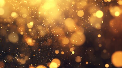 Aufkleber - Floating gold dust particles with soft glowing bokeh and shimmering reflections. A magical and dreamy golden atmosphere for elegant designs.