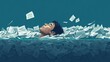 © ArtistryAlchemy - Overwhelming Debt Concept. illustration of a man drowning in a sea of debt papers.