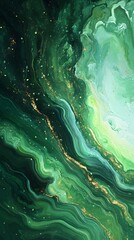 Aufkleber - Green and gold marble texture creating wavy pattern