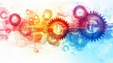 Aufkleber - Abstract colorful gear mechanism background.