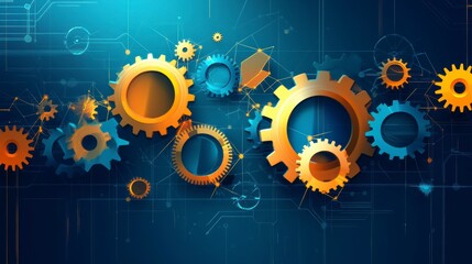 Leinwandbilder - Abstract gears and circuit board design.
