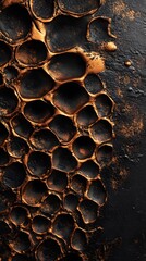 Aufkleber - Abstract golden honeycomb pattern emerging from dark background