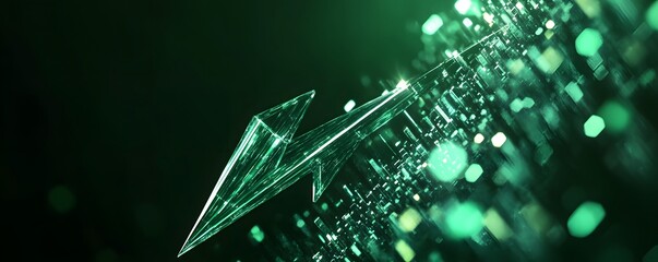 Poster - Green lightning bolt symbolizing fast data transmission over futuristic circuit board