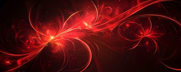 Poster - Red energy flowing through dark space background
