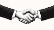 © IA Tuga - Classic Black and White Handshake Illustration of Business Partners in Suits for Corporate Trust and Agreement Concepts