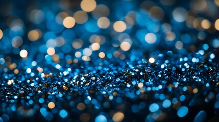 A beautiful macro image of shimmering blue and gold sparkles