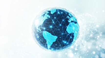 Fototapete - Global network connection, digital world, earth map, internet technology.