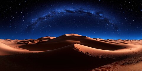 Wall Mural - A desert landscape with a large, glowing moon in the sky. The stars are scattered throughout the sky, creating a peaceful and serene atmosphere