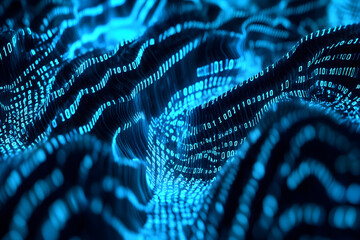 Abstract digital data flow, binary code waves, technology background, website header