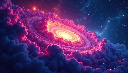 Wall Mural - abstract swirling galaxy nebula seamless loop, infinite, fantasy, ethereal