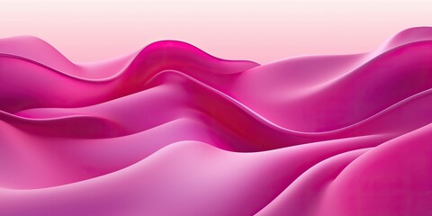 Wall Mural - Abstract pink waves, flowing fabric-like texture, smooth curves, 3D render.