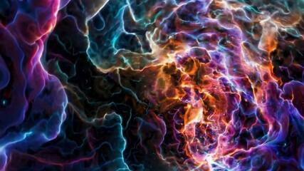 Wall Mural - a mesmerizing cosmic video scene with swirling nebulae in vibrant colors. captured from a wide-angle
