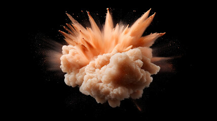 Wall Mural - orange powder explosion on black background