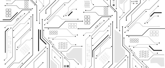 Fototapete - Abstract background electronic printed circuit board, with dot and connection line.