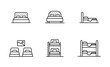 © kitti - Set of Bed icon and bedroom, Bunk bed Symbol Outline icon, Editable Stroke
