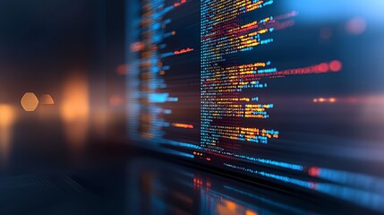 Detailed view of computer code on a monitor, exploring software development and programming concepts