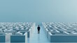 © Sarut - A lone figure stands at the center of a vast labyrinthine maze symbolizing the journey of life s challenges and the search for a path to success and freedom