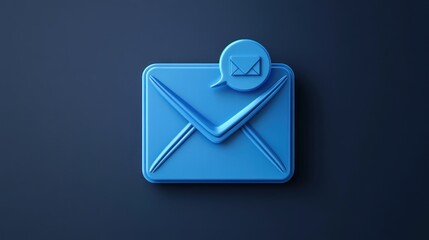 Wall Mural - Blue 3D email icon with notification.