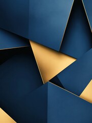 Fototapete - Modern abstract background with geometric shapes in deep blue and gold colors depicting political structure dynamics Generative AI