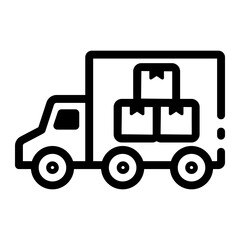Canvas Print - A truck sign showing loading area, line style icon 
