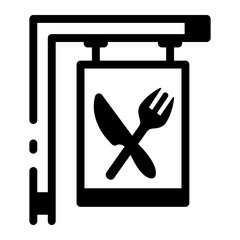 Canvas Print - A linear style icon depicting a restaurant sign 
