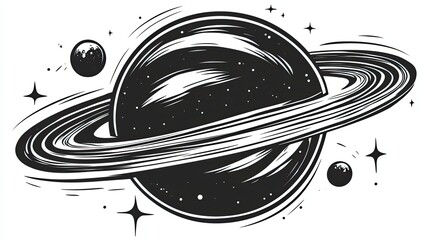 Wall Mural - a stylized drawing of a planet surrounded by rings