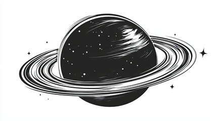 Wall Mural - an illustration of a planet with rings and surrounding star shapes