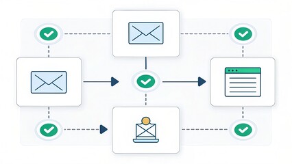 Fototapete - Email communication flowchart with checks and validations.