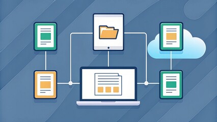 Leinwandbilder - Digital file management system with cloud connectivity and devices.