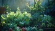 © katak - A flourishing garden bed displays an abundance of leafy green vegetables